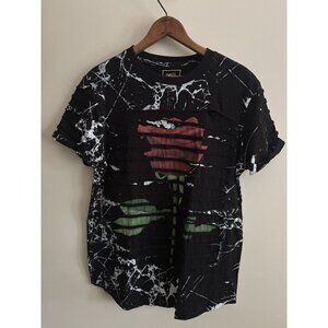 Rue 21 Burnout Rose Distressed T Shirt Men’s Small Goth Grunge Dark Floral